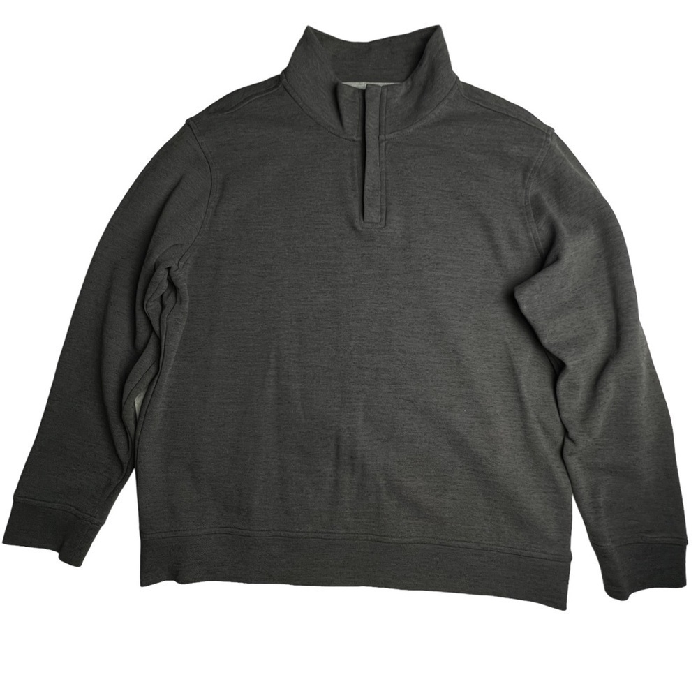 Nordstrom Men's Shop Sweater Charcoal Gray 1/4 Zip Pullover Size Large Knit Soft